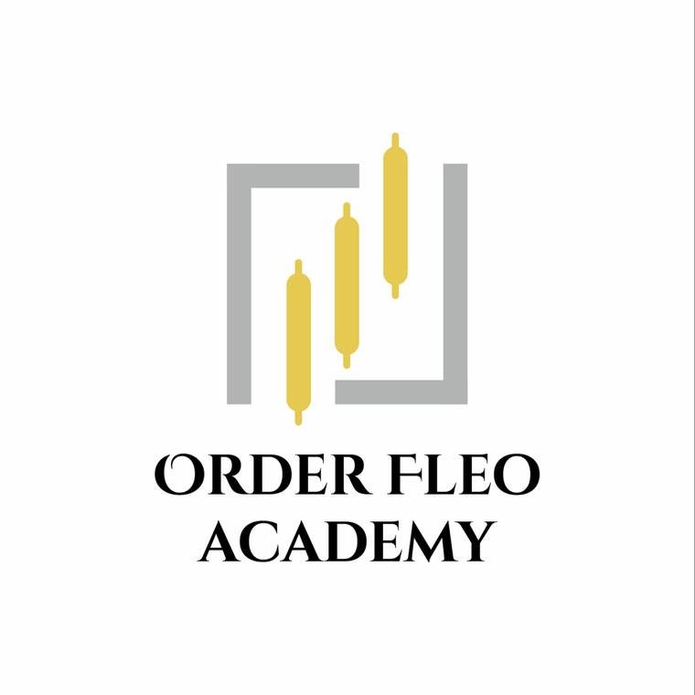 Order Fleo Academy logo, an abstract monogram in grey and gold, designed by Propix