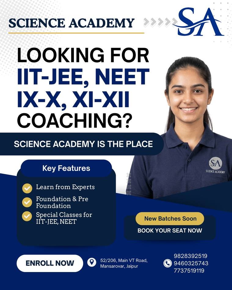 IIT-JEE and NEET coaching campaign creative for Science Academy Jaipur, designed by Propix
